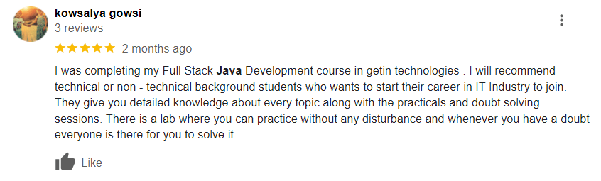 java fullstack training in virudhunagar reviews